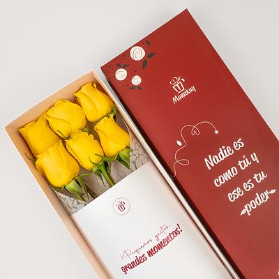 Caja de 6 rosas amarillas envíos a toda Lima y Callao